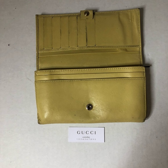 GUCCI 🌼 Authentic Vintage Long Wallet/Credit Card Holder in Pale Yellow - Picture 2 of 13